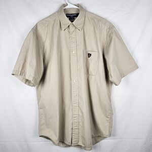 Ralph Lauren Golf Mens Tan Short Sleeve Button Up Shirt Crest‎ Logo Size L